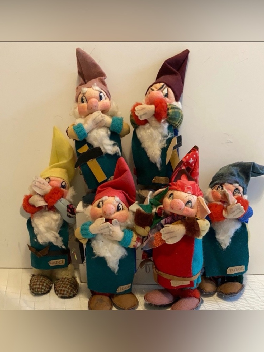 snow white dwarfs cloth dolls made in Hungary set of 6 handmade